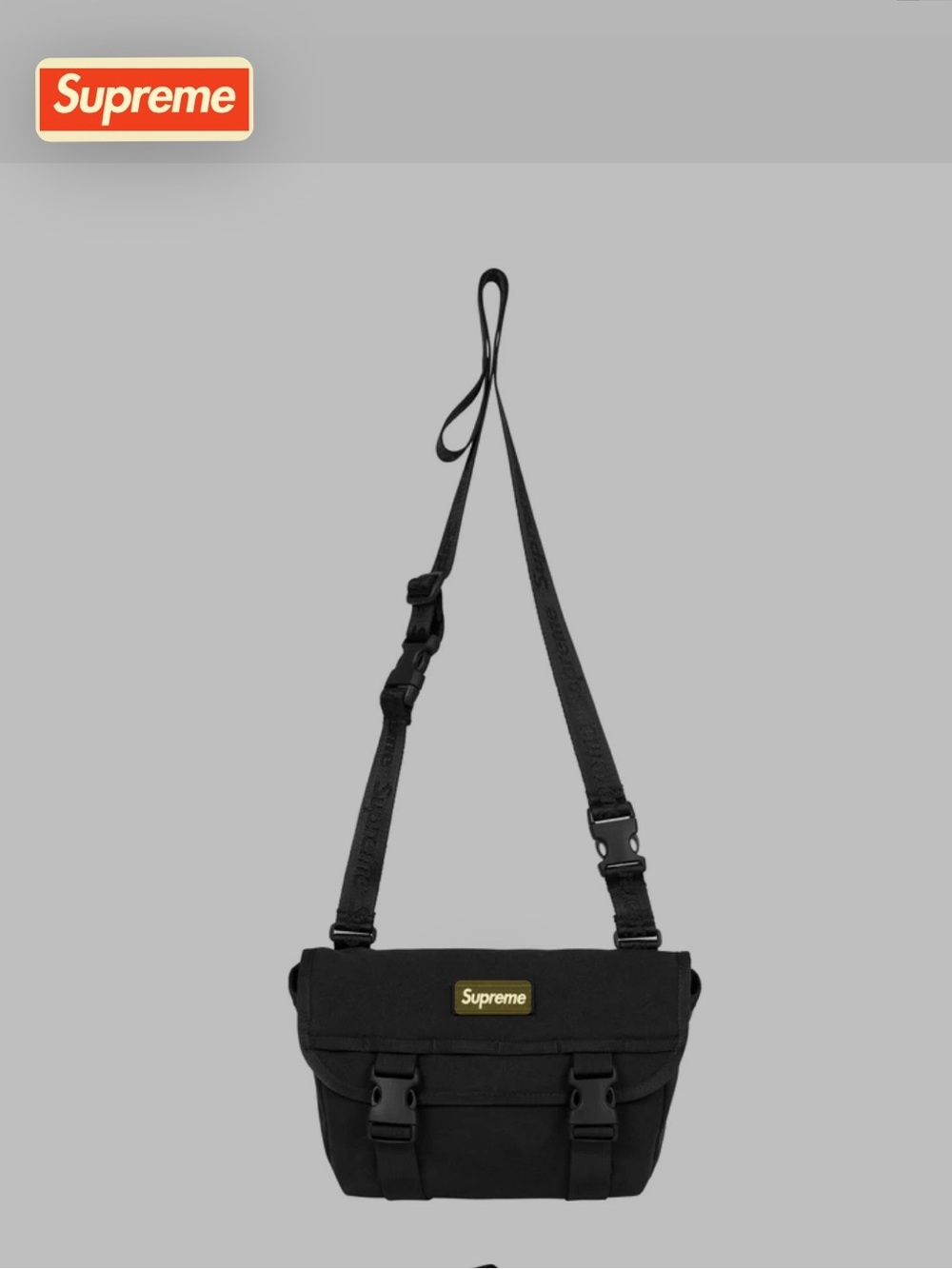 Unisex Supreme Black Messenger Bag with Box Logo Patch